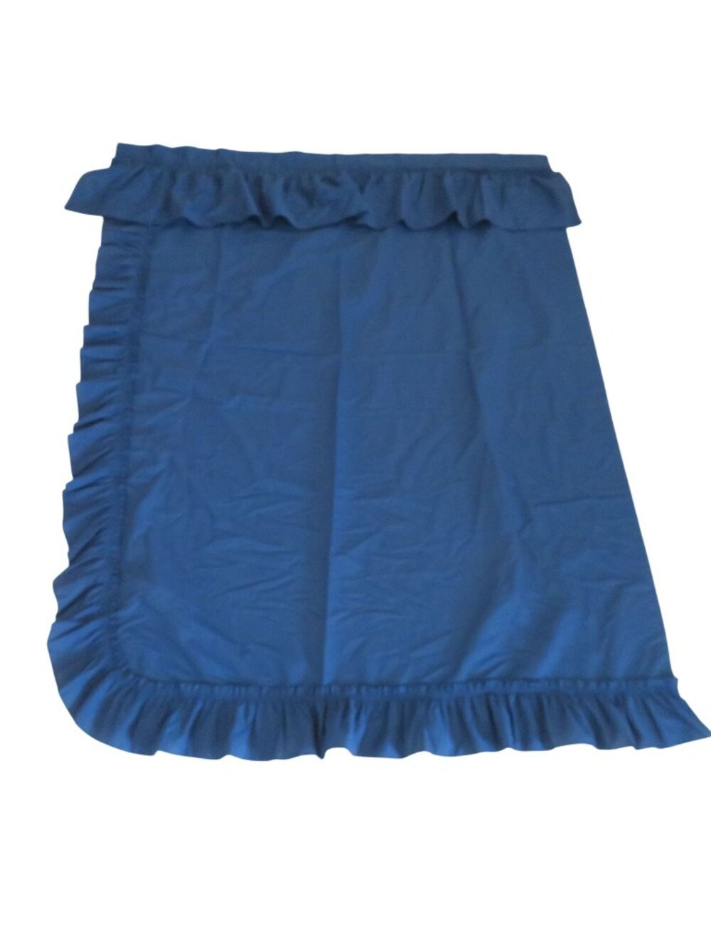 Vintage Navy Blue Curtain Panels Pair of 2 Ruffle Trim 62"x48" Country Cottage